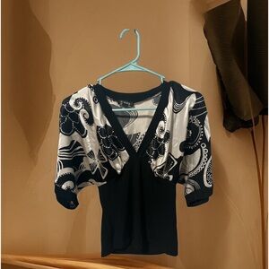 White and black patterns low cut sexy